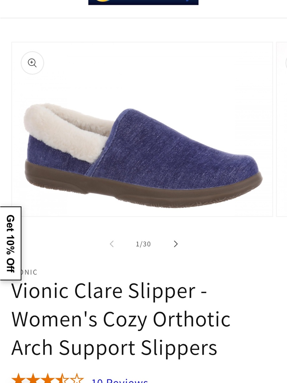Vionic Clare Women's Slipper - Blue with Cream Lining